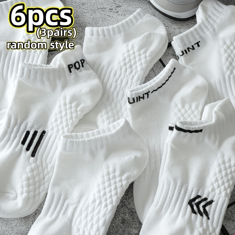 6pcs set 3 pairs random styles white elastic sports socks breathable and sweat absorbent essential for daily casual and sports comfortable and breathable high   cuff unisex no show socks suitable for outdoor sports fitness