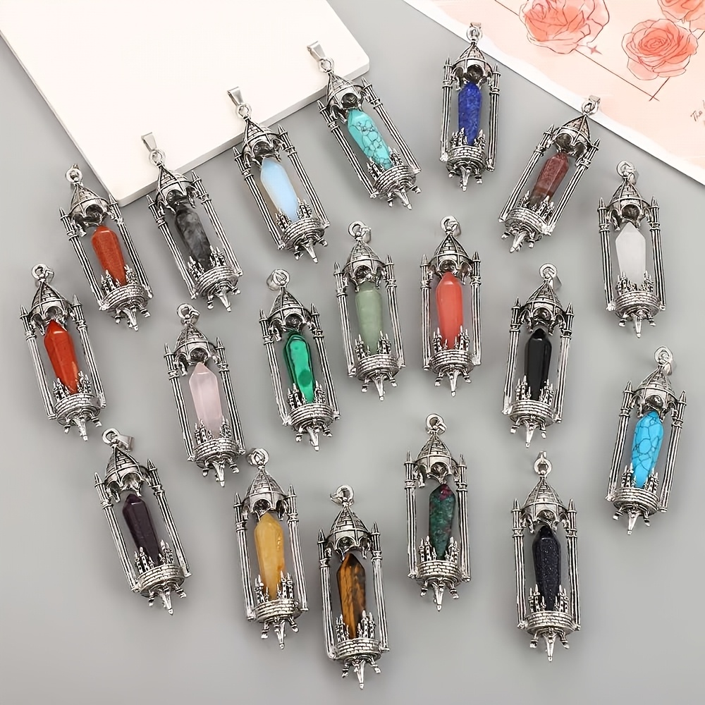 Retro Castle Natural Crystal Pendant, Gothic Style Gift
