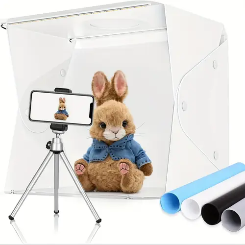 14 x 16 photography table box 104 led portable photo studio shooting tent with color backdrops and phone tripod holder