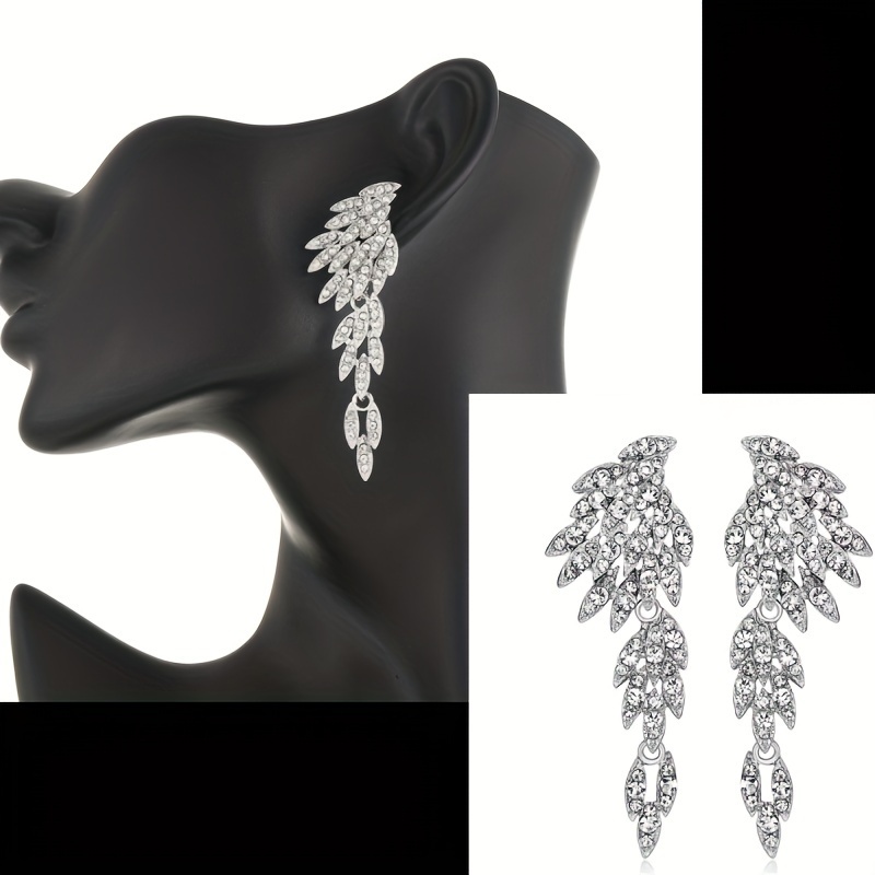 

Boucles d'oreilles élégantes à pompons en strass, boucles d'oreilles longues en , aiguille d'oreille nickel, plaquée de luxe, pour les et les banquets