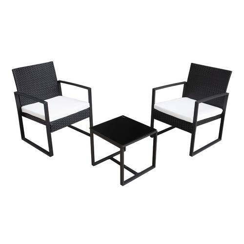 outdoor patio 3pcs set with pe rattan 2 seater bistro table and chairs combination