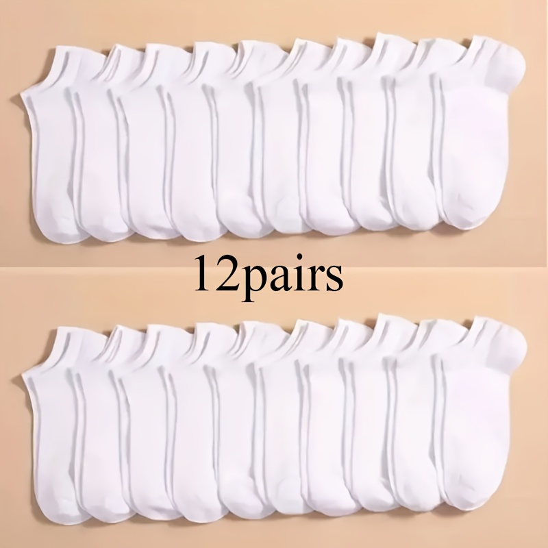 E-shop 12 Paar Unisex Einfarbige Niedrige Bootssocken für den Sommer