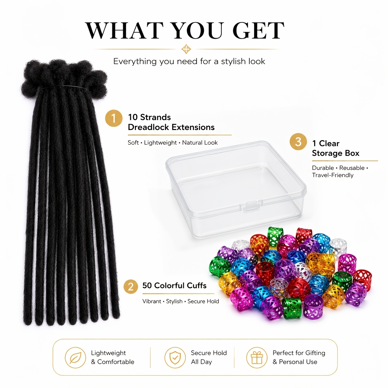 TEMU Extensions de dreadlocks en cheveux humains 0,6 cm, 10 /, pour hommes/femmes, faits à , extensions Loc permanentes, bouquets qui peuvent teints,