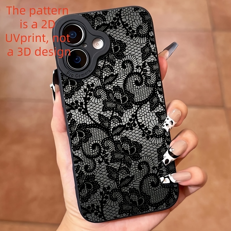 TEMU Phone Case: 2d Flat Lace Floral Pattern Tpu Camera Lens Protective Phone Case, Suitable For Iphone 11 12 13 17 Xs Xr X 7 13 Plus Pro Max , Soft
