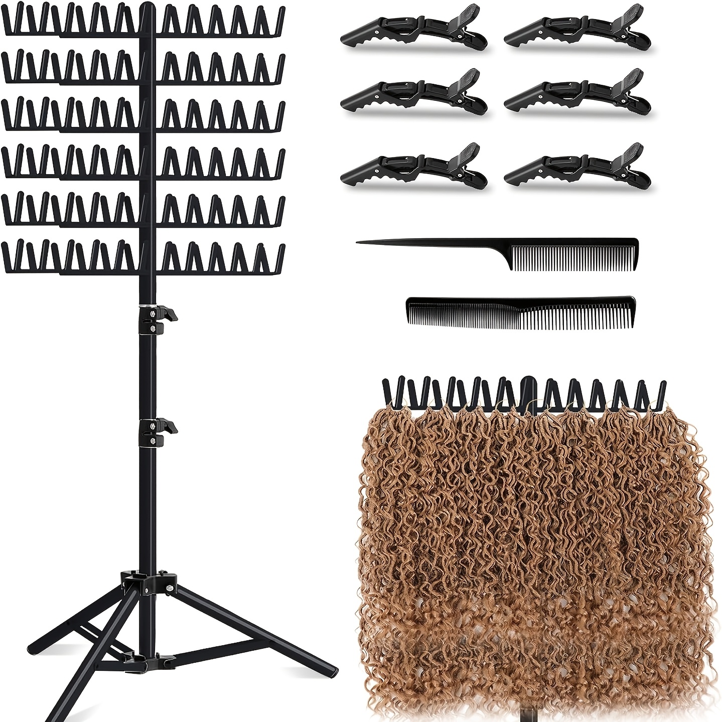 E-shop Eastdone Flecht-Haarständer Stehender Haarverlängerung Halterung, Haarteiler Rack für Flechten Haar Trenner Ständer Displayständer (Weiß)