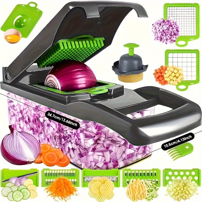 

16pcs Multifunctional Vegetable Chopper Set - Effortless Dicer, , Cutter, Mandoline, And Onion Chopper For Onion, Potato, Tomato, , , And More - Eid And Use