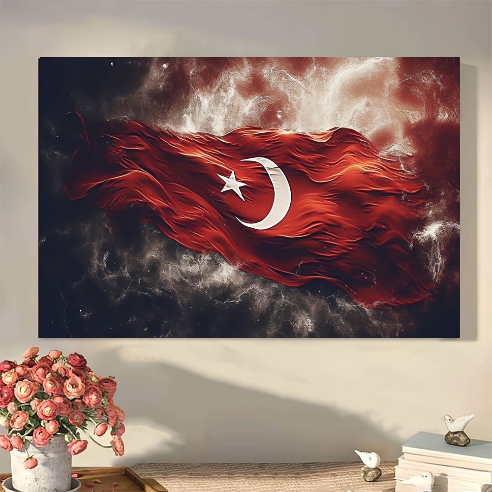 

Vintage Turkish Flag Canvas Art - Wall Decor For Home, Perfect Gift For Any Occasion, Wooden Frame, Illustration, Holiday Gift