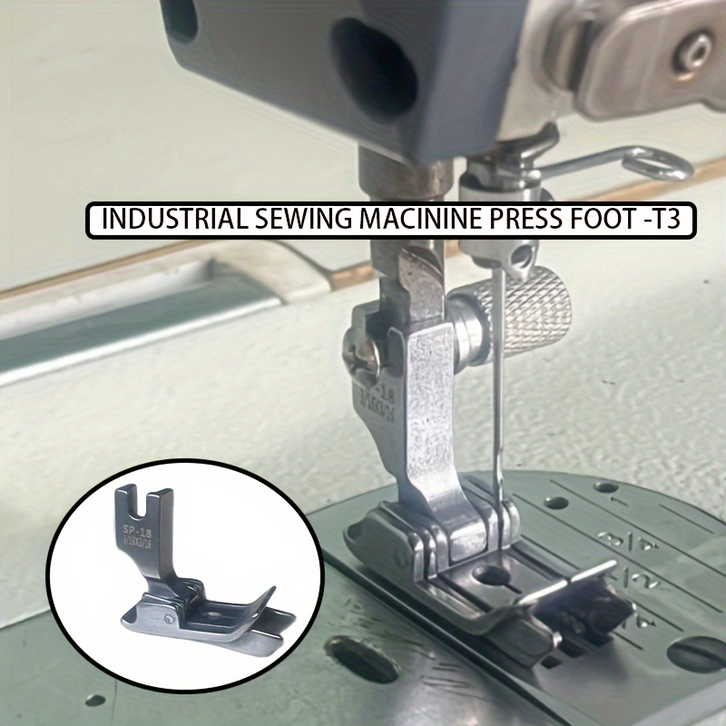 

1pc Double-line Edge Guide Presser Foot, All-steel Sewing Machine Attachment For Industrial Flatbed Machines - Silvery Gray