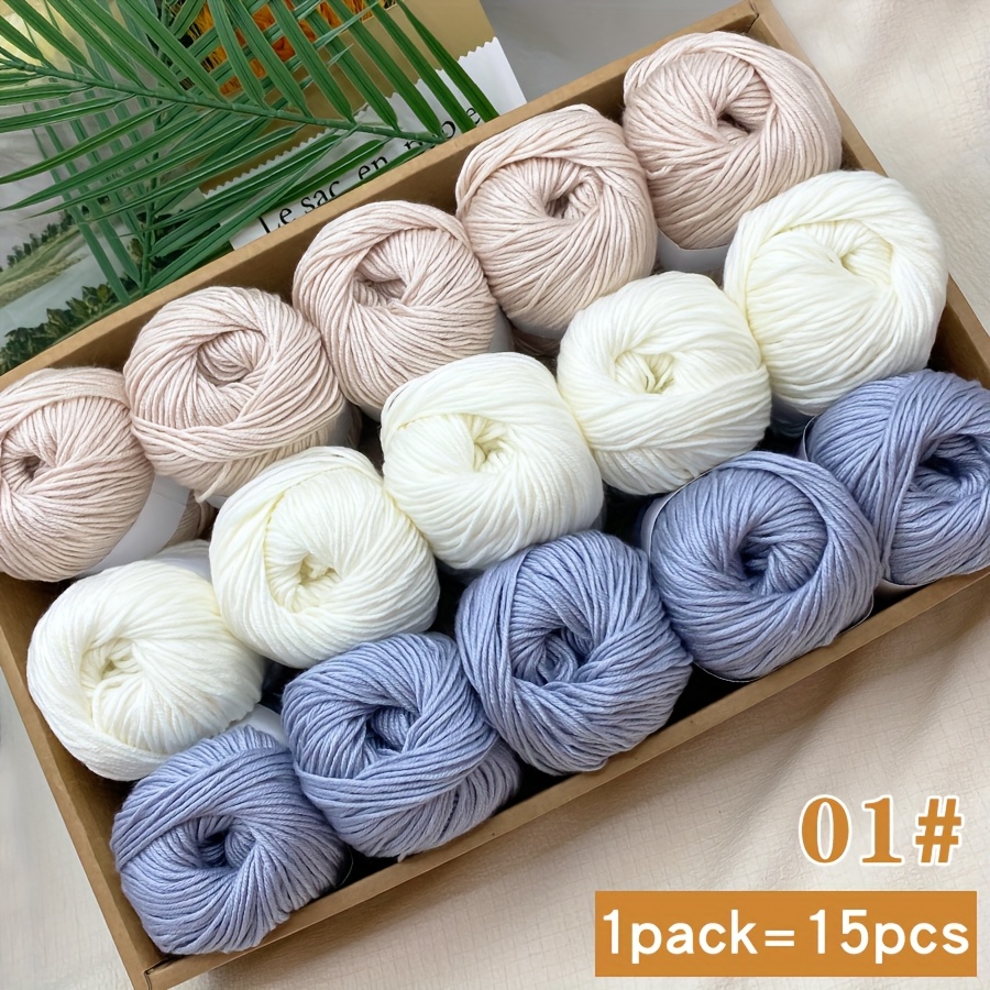 E-shop 15-teiliges Luxus-Garnset - Dreifarben-Sortiment - [Ca. 750g/15 Knäuel pro Packung], Weich hautfreundlich, Buntgarn, geeignet für Handstricken,
