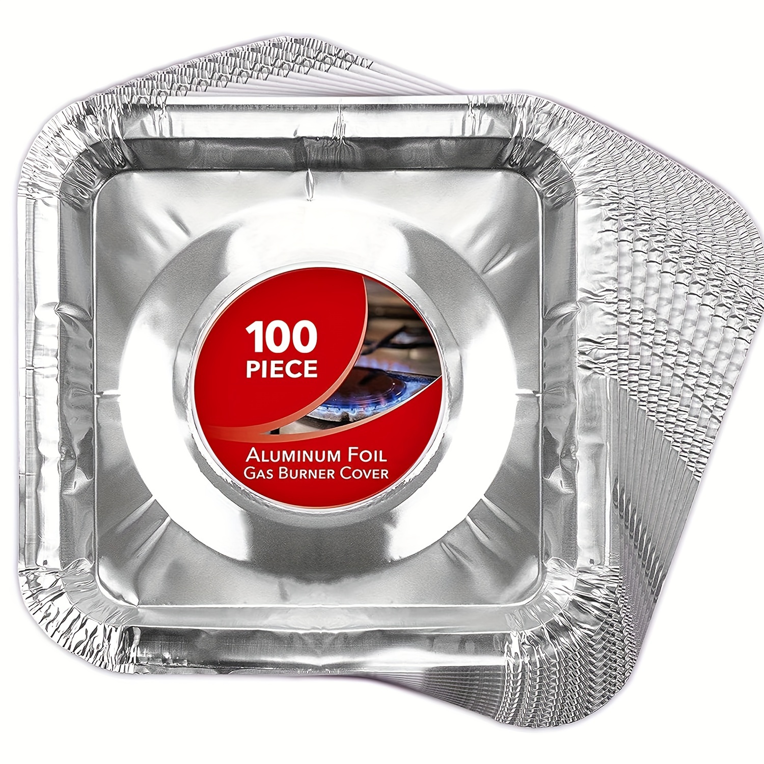 TEMU 100pcs Aluminum Foil Gas Burner Covers - 8.5" Square Disposable Stove Protectors, Oil & Grease Catching Liners For Easy