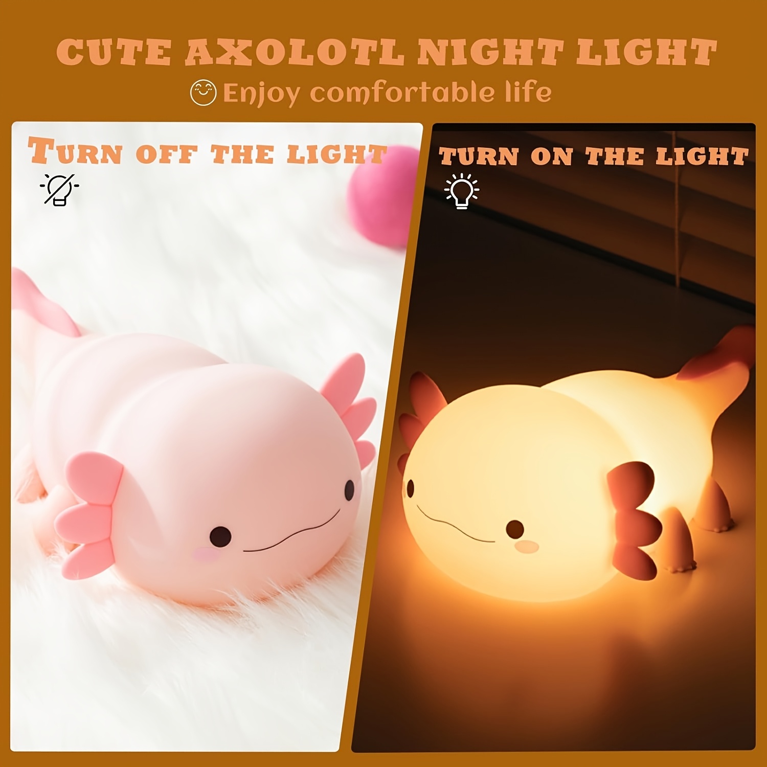 cute cartoon axolotl night   controlled with timer function and usb charging desk lamp bedroom living room dining room desk decoration led lights christmas and birthday gifts office lamp computer desk lamp gift ideas bedroom lighting whimsical lighting   design plastic construction rubber base room decor gifts Product details 8