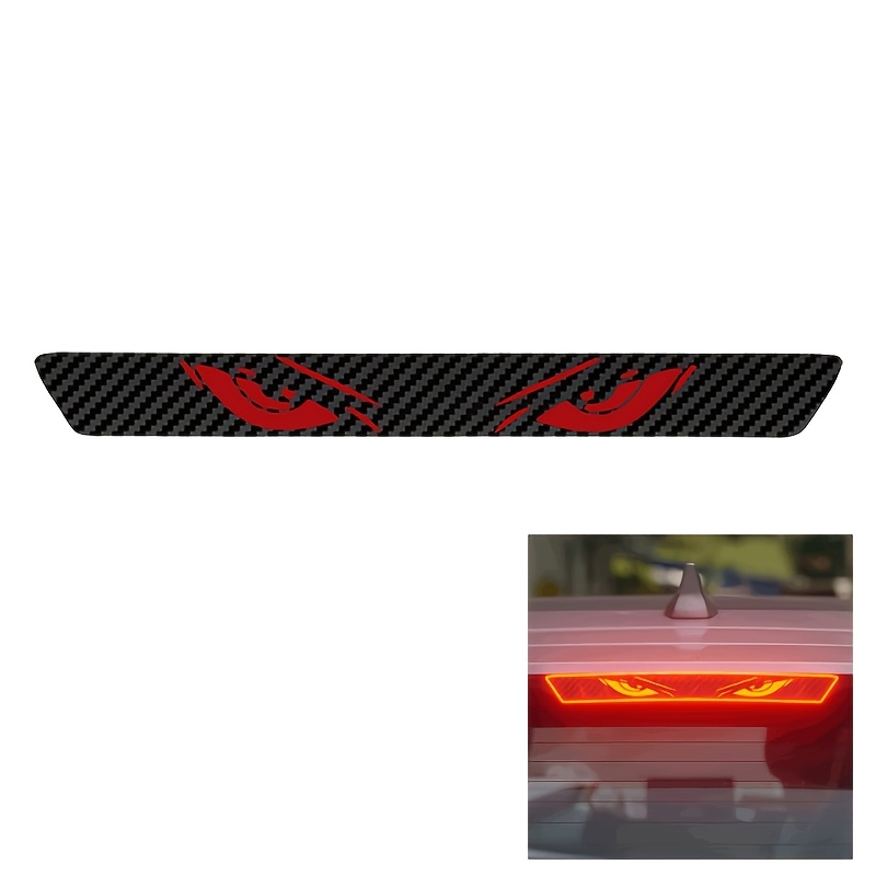 TEMU Car High Brake Light Sticker, Self-adhesive Eye Decal Style Tail Light, Carbon Fiber Texture Stickers Eye Pattern, Projection Light Strip Decals