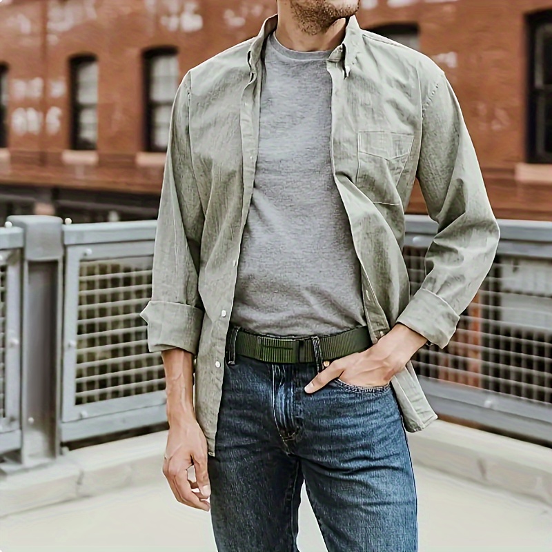 Men's Automatic Buckle Outdoor Canvas Belt Jeans Belt Elastic Sports Pants Belt Wear Simple Solid Color Belt Holiday Gift