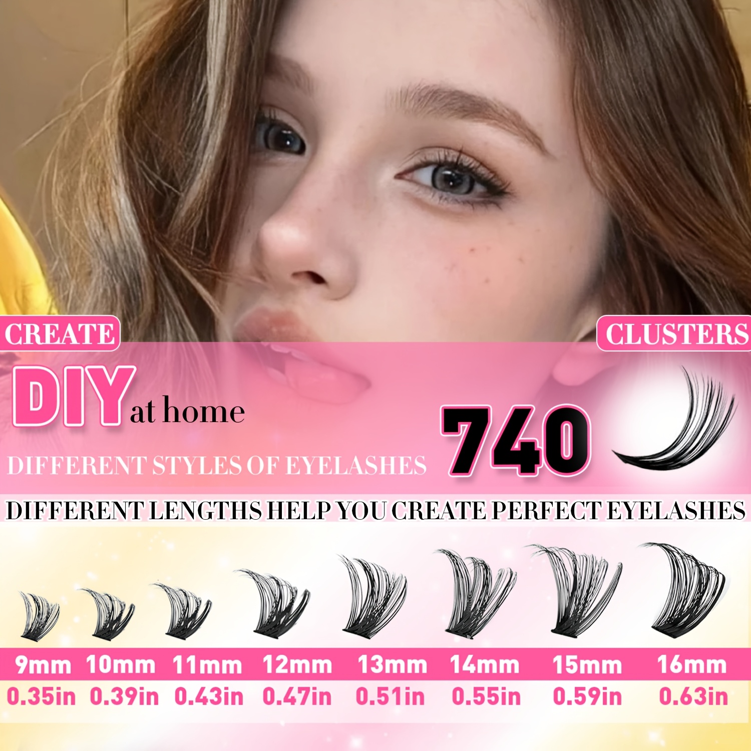 15pcs set mixed length 9 16mm d diy eyelash sion individual eyelashes kit 30d40d50d80d fish tail eyelash anime eyelash with tool natural thick ultra soft reusable wedding music festival thanksgiving day and daily use gift set details 5