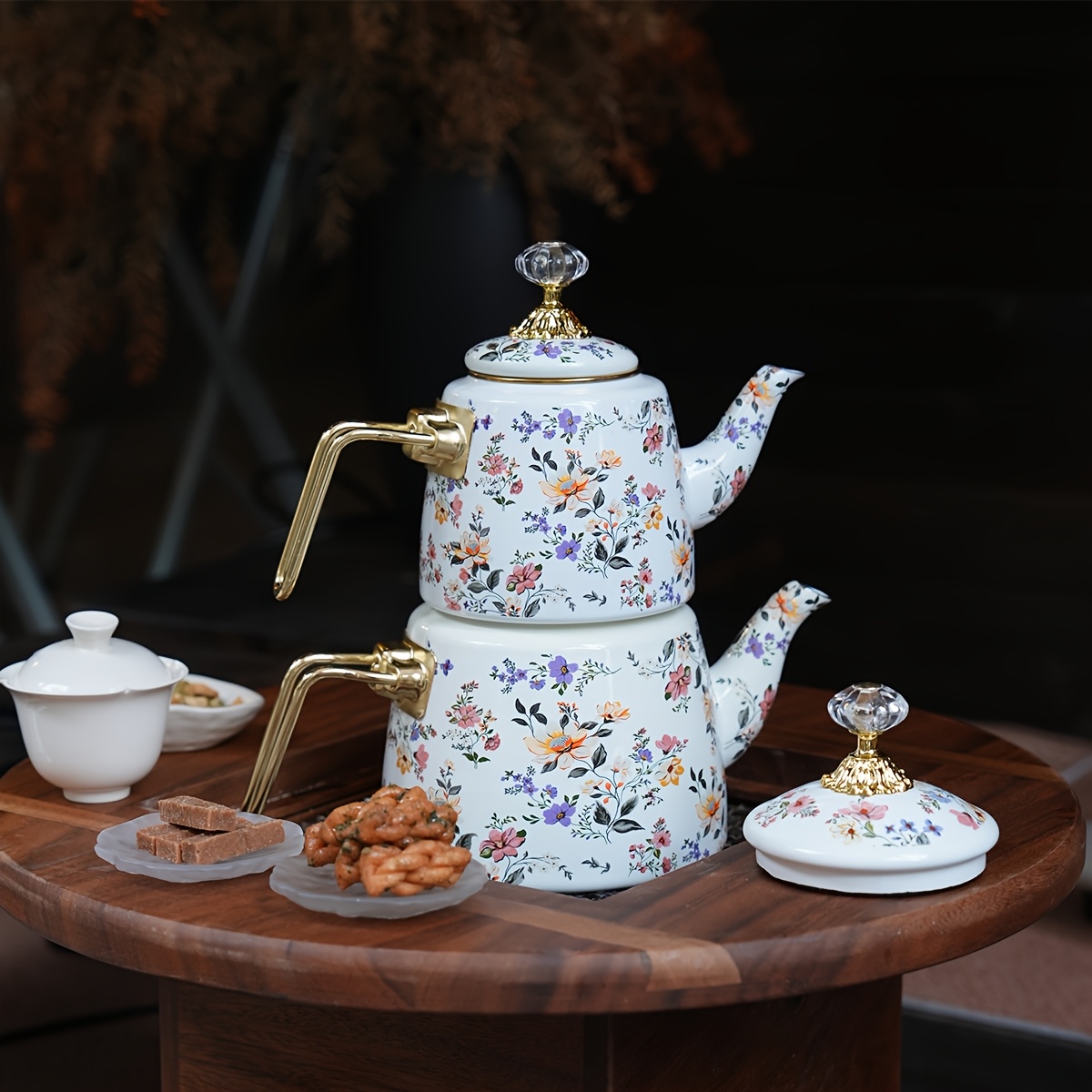 2pcs Vintage Enamel Teapot Set, Blue and White Porcelain Design, Manual  Iron Tea Kettle with Diamond-Shaped Metal Handles, Reusable Filter, Ideal  for