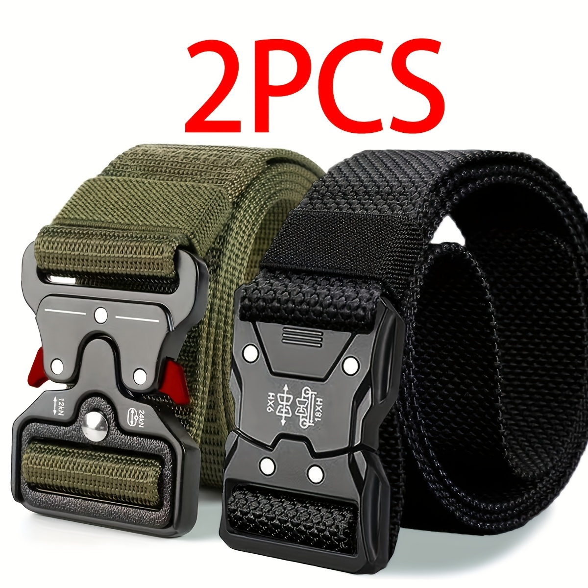 2-Pack Men's Quick-Release Belt with Locking Buckle