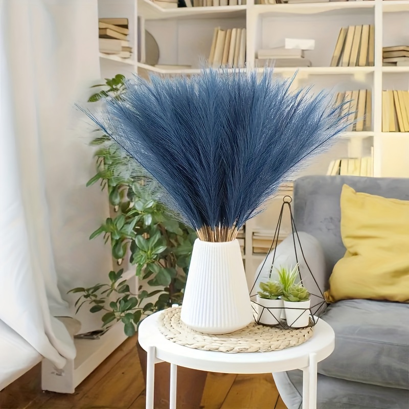 

40pcs Artificial Pampas Grass, 21ft Tall Blue Reed Stems, Fabric Tabletop Decor For Use, Christmas, Halloween, Thanksgiving, Valentine's Day - No Electricity Or Battery Needed