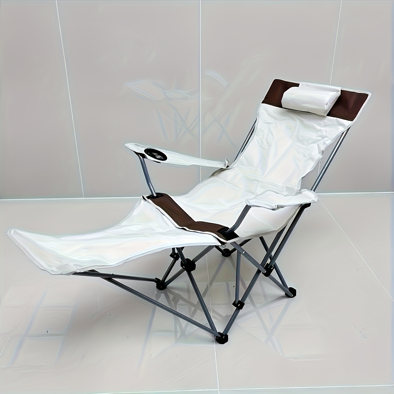 2 adult enlarged and widened light luxury outdoor folding lounge chairs portable camping backrest fishing chair home adjustable folding beach chair thickened steel pipe free headrest angle adjustment no storage Product details 1