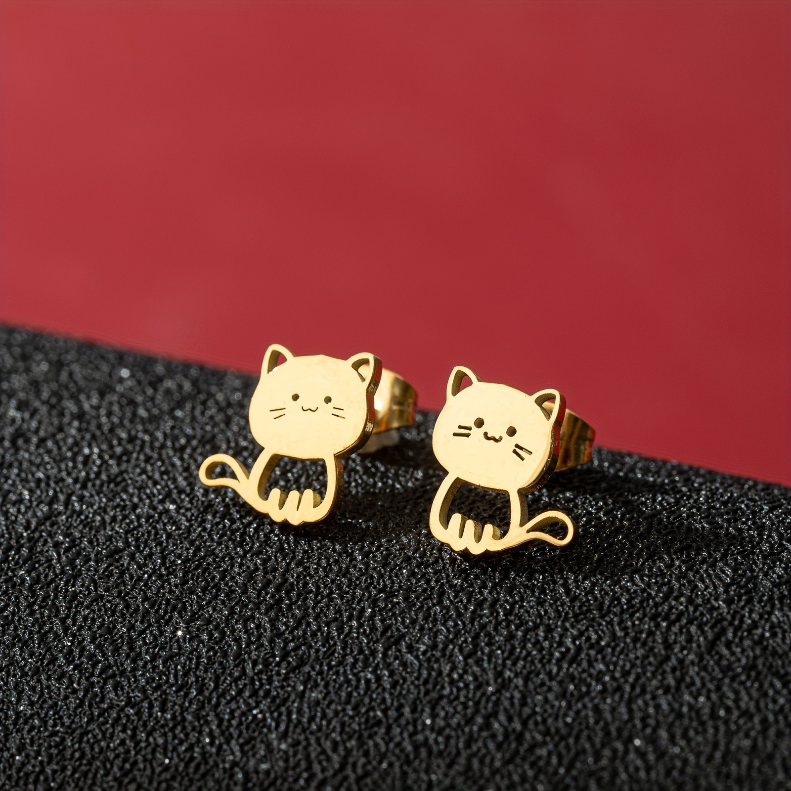 1-pair Women's Fashion Earrings Creative Cute Cartoon Cat Earrings Suitable For Holiday Party Additions Bohemian Style Men's Gifts Cat Animal Earrings Easter Ramadan