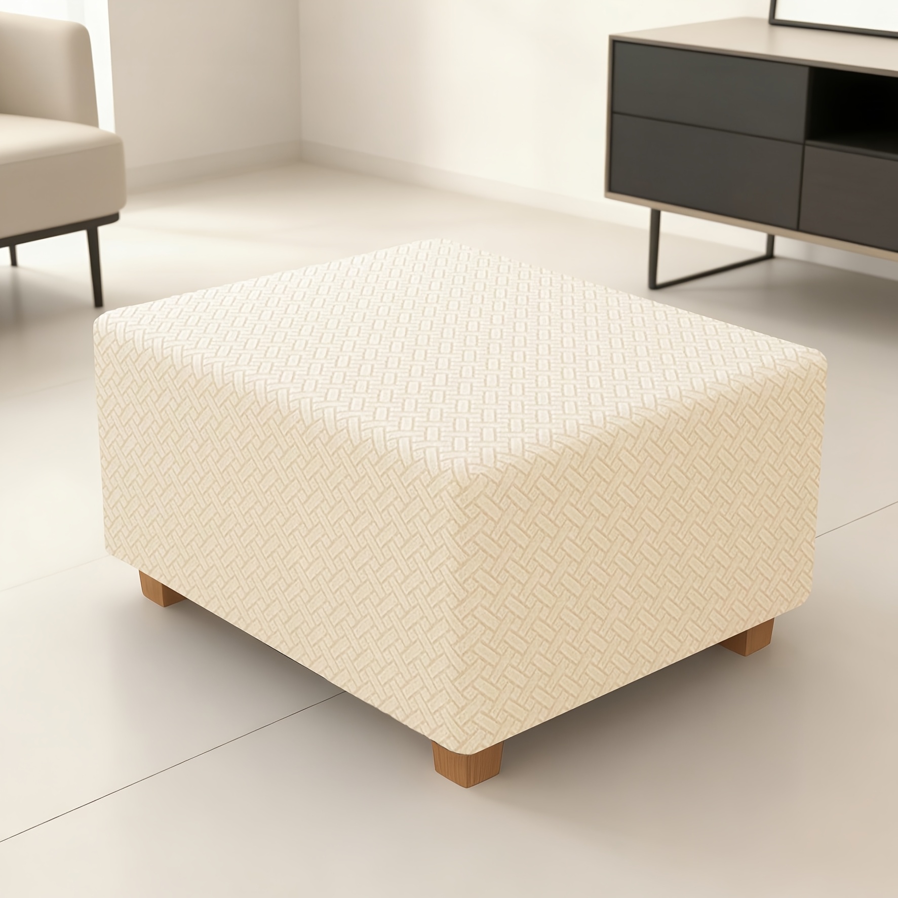 TEMU 1pc de Taburete Jacquard de Color Sólido, y Sencilla, Universal para Todas , Lavable, Elástica y Engrosada, Antipolvo, Decoración para el Hogar,