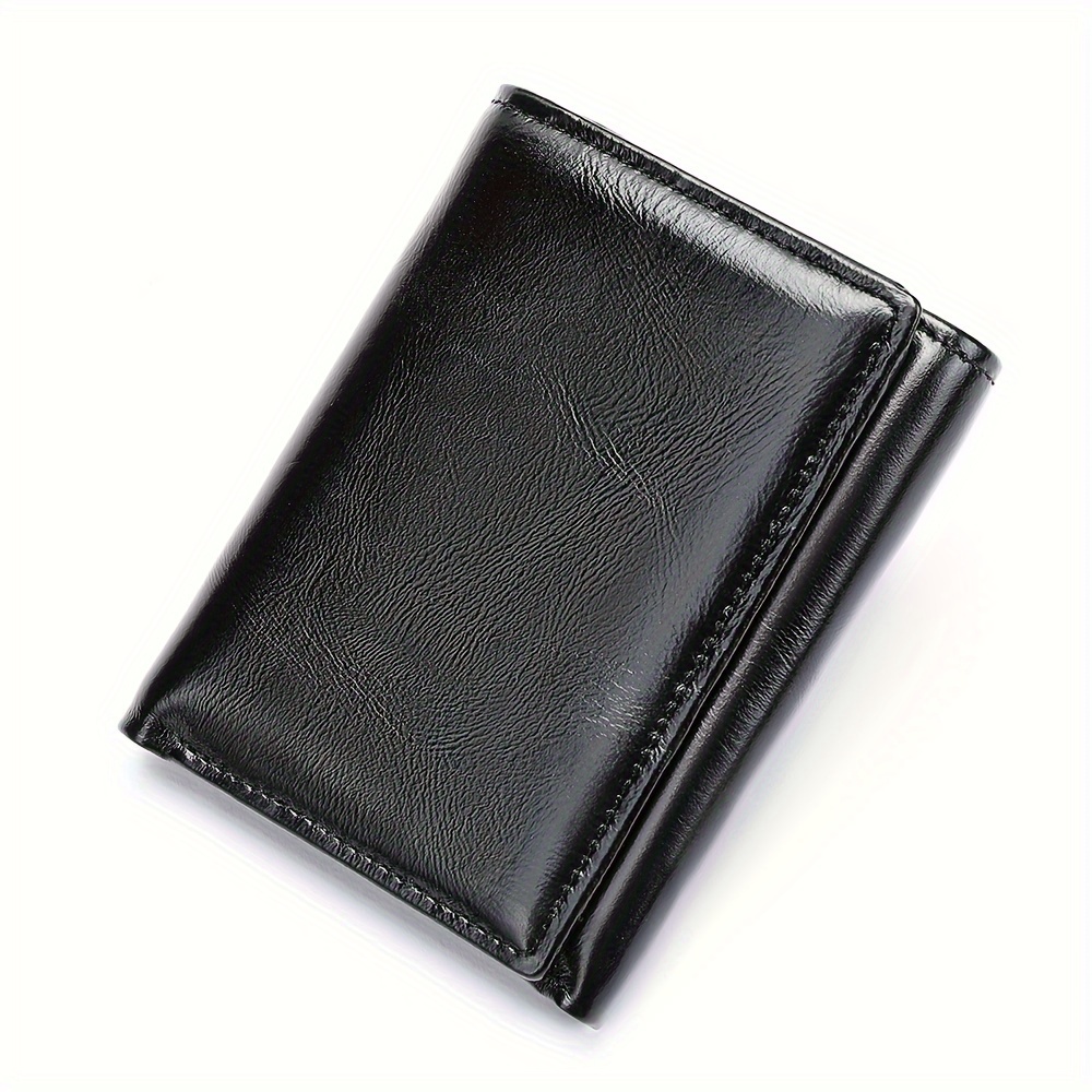 TEMU Genuine Leather Men's Wallet With Coin Pocket And Anti-theft Brush Shield, Valentine's Day Gift For Men