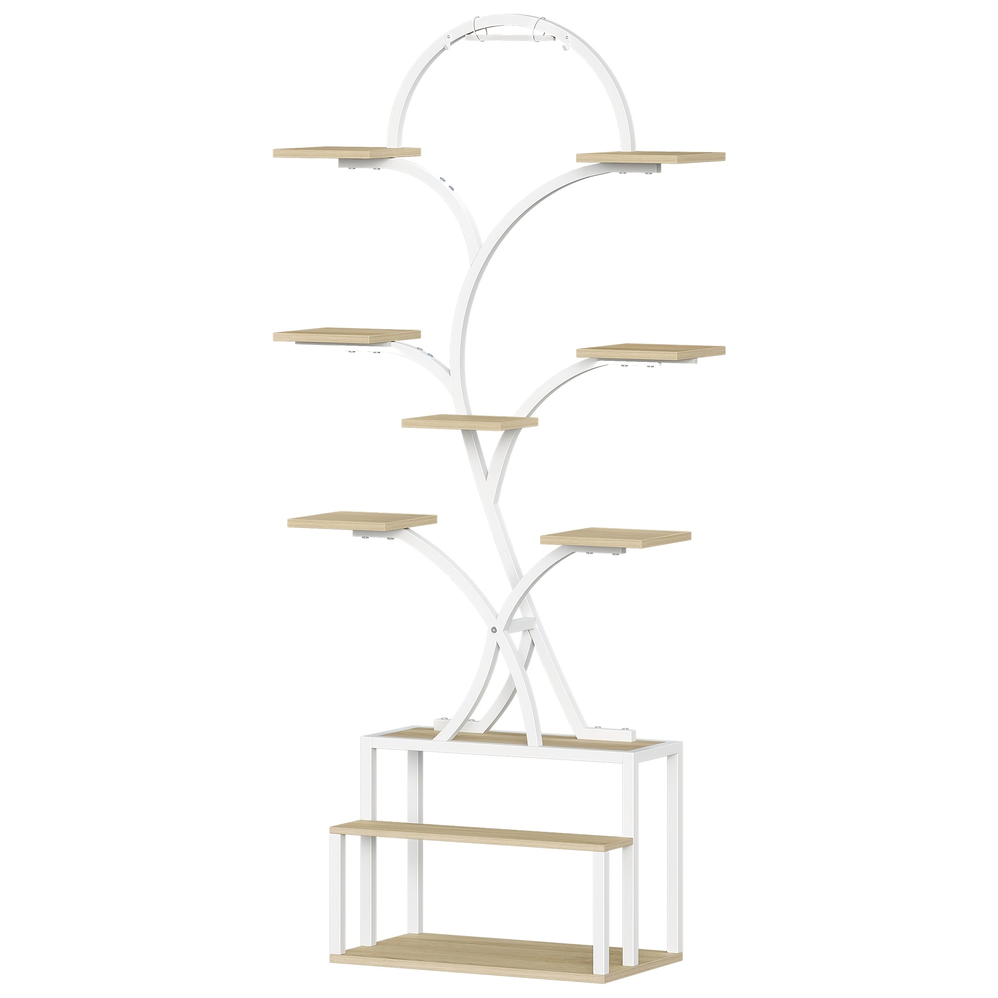 Plant Stand With Grow Lights, 10-tier Stand With 3 Led Lights, Suitable For Living Room, Indoor Garden, Balcony, , /white