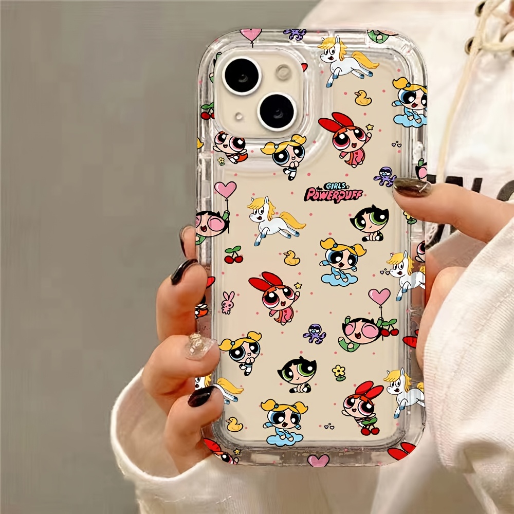 TEMU para Teléfono - de Teléfono de Dibujos Animados WB Powerpuff Girls Adecuada para Iphone 17 17E 16E 16 15 14 13 12 11 Pro Air XR XS X 7 8 Plus,