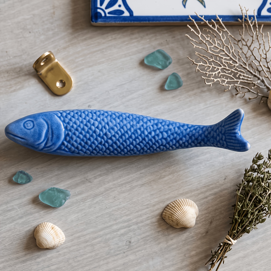 TEMU 1pc Ceramic Wall Decor Fish, Handmade Ceramic Fish, Hung In Bedrooms, Living Rooms, Kitchens, Etc. As A Decorative Piece. Mediterranean-style