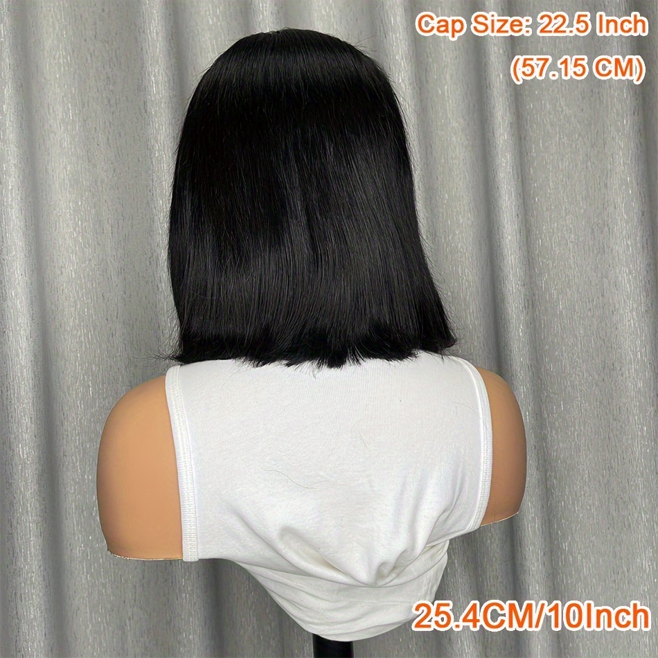 TEMU Perruques colle Cheveux humains Prêtes à 13X4 HD Lace Frontal Perruque Cheveux humains Droite Bob court Perruque Lace pour femmes Pré-pincée