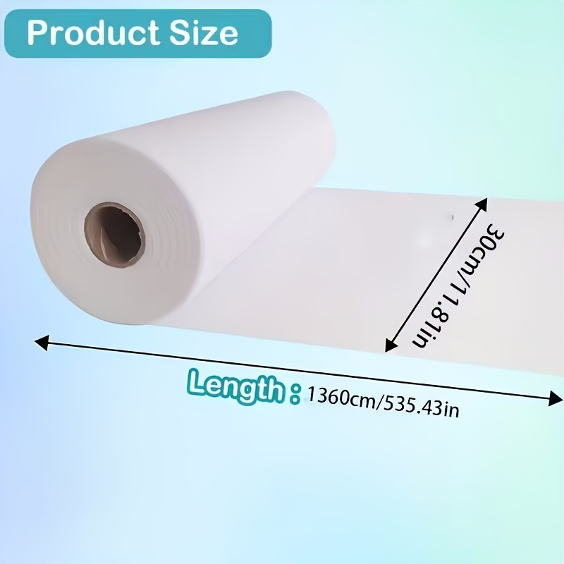 E-shop 1 Rolle mittelschweres, schmelzbares Unterwollstoff 11,8 Zoll x 535,43 Zoll, weißer, einseitiger, aufbügelbarer Vliesstoff aus Polyester zum