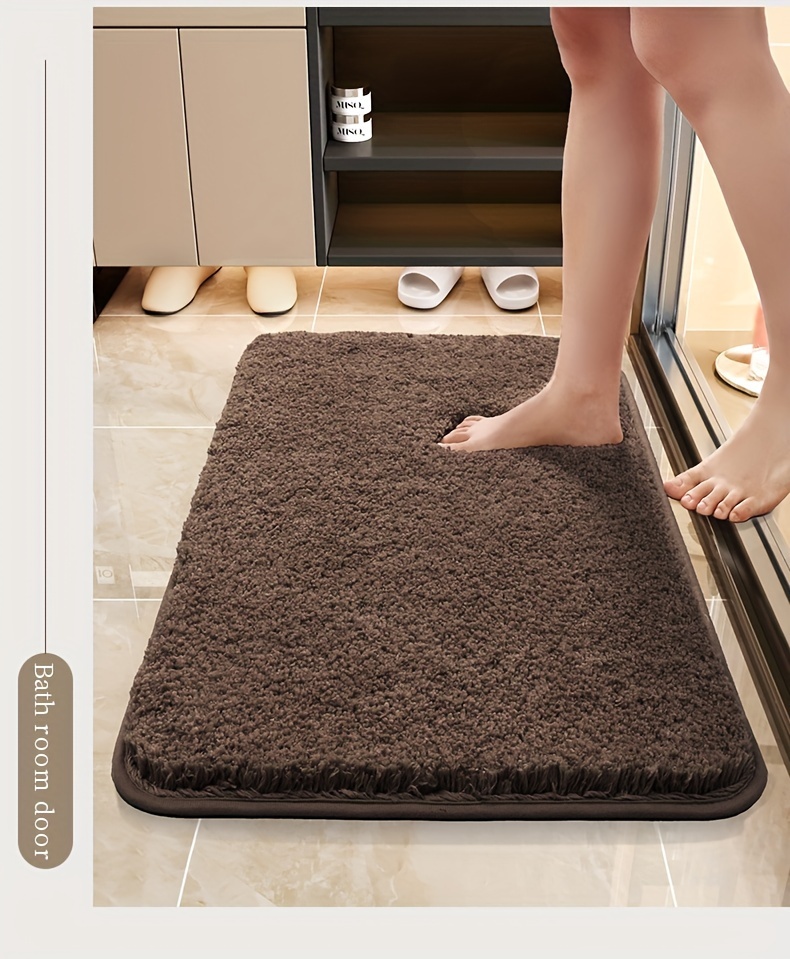 solid color short plush beige gray   brown bathroom mat 1pc   brand high quality thick ultra soft bathtub carpet plush absorbent non slip bathroom mat fade resistant comfortable carpet Product details 8