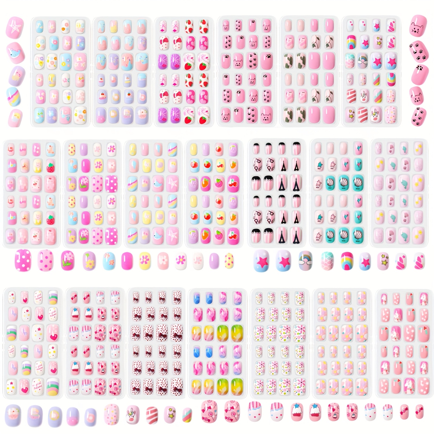 TEMU 480pcs Set Of Press On Nail Set, Cute Pre Acrylic Fake Nails For, Fully Covered Gradient Color Rainbow Short Paste Fake Nail Set, ' Nail Art Decoration