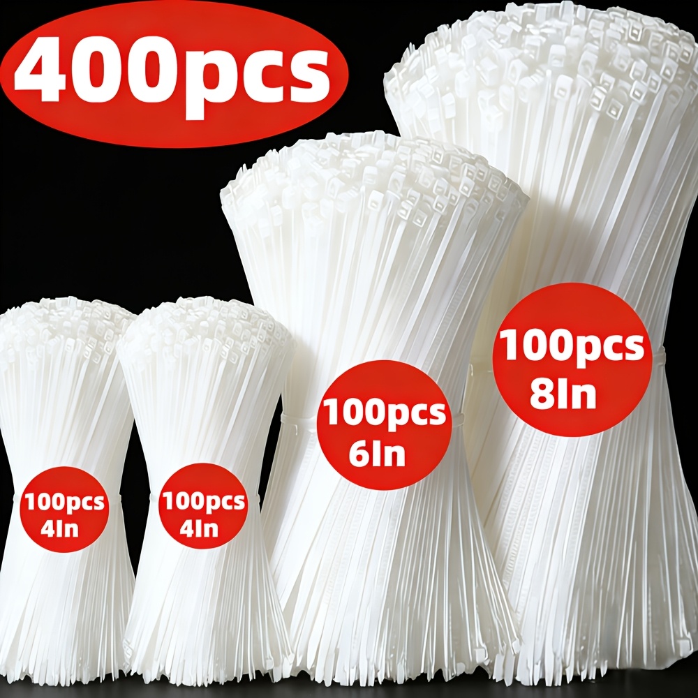 TEMU 400 Attaches de câble durables en nylon, 7.87/5.91/3.94 pouces de taille, Attaches de câble autobloquantes en nylon, pour d'équipements