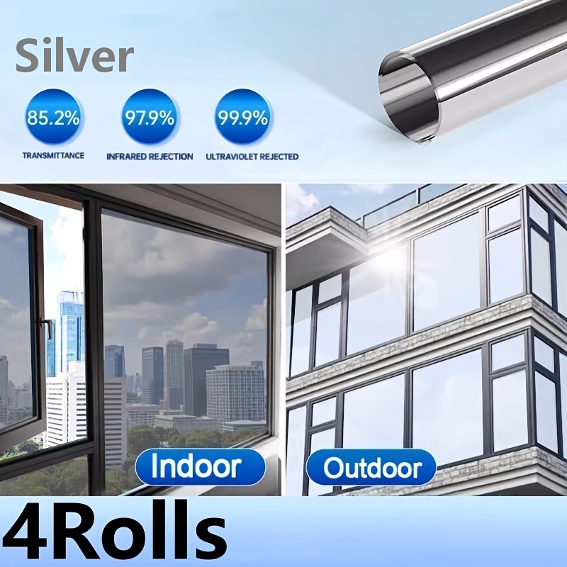 TEMU 4--way View Privacy Window Film Suitable For , Static Cling Adhesive-free Blocking Glare & Heat, Pet Window Covering Suitable For Glass Doors,