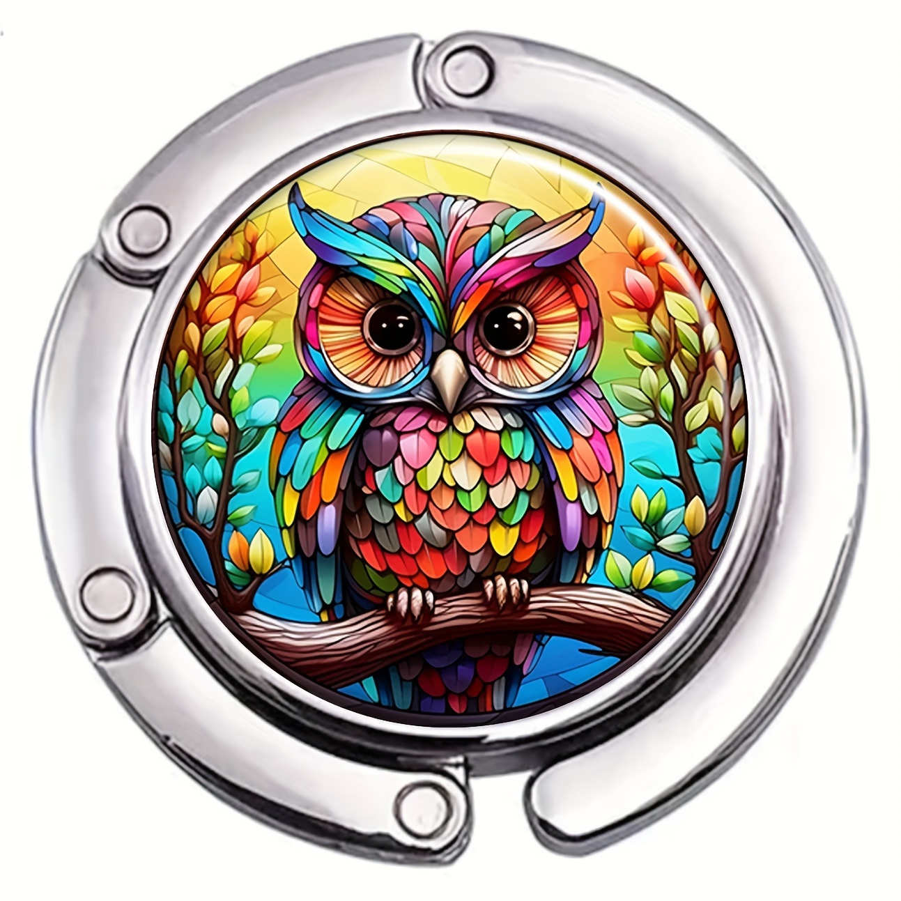 

Purse Hook, Foldable Women's Bag Handbag Purse Hanger Holder, Colorful Owl