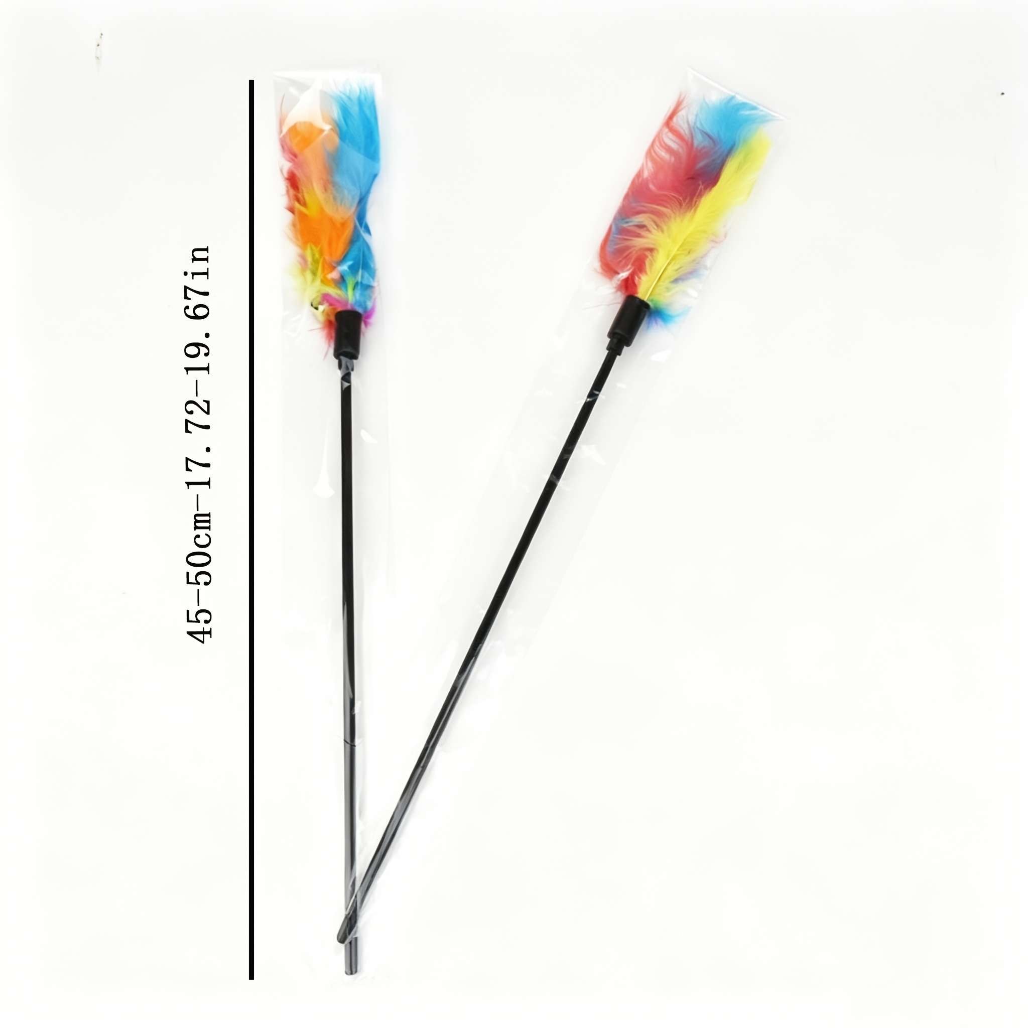 TEMU Colorful Feather Cat Teaser Wand - Interactive Cat Toy For Indoor Cats, Kitten Play Exercise Toy, Soft Feather Cat Wand Toy To Hunting