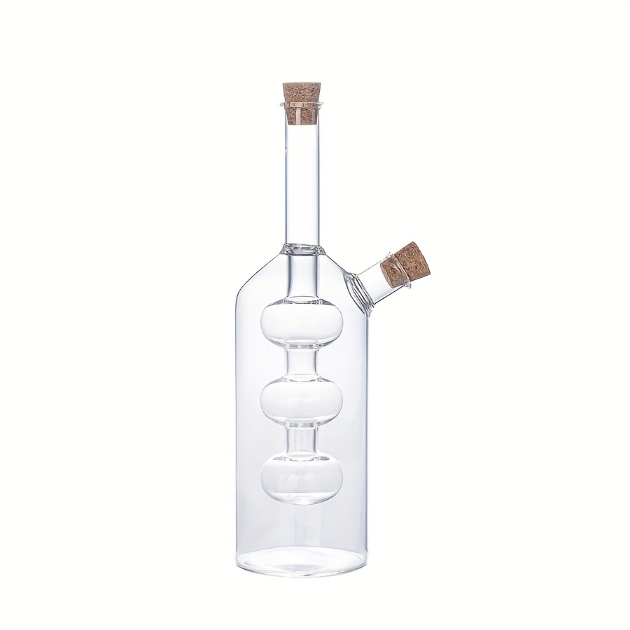 TEMU 2-in-1 Glass Olive Oil Dispenser Bottle, Glass Oil Cruet With 3 Inner Liner Shapes, Long-neck Glass Condiment Bottle, Olive Oil And Vinegar