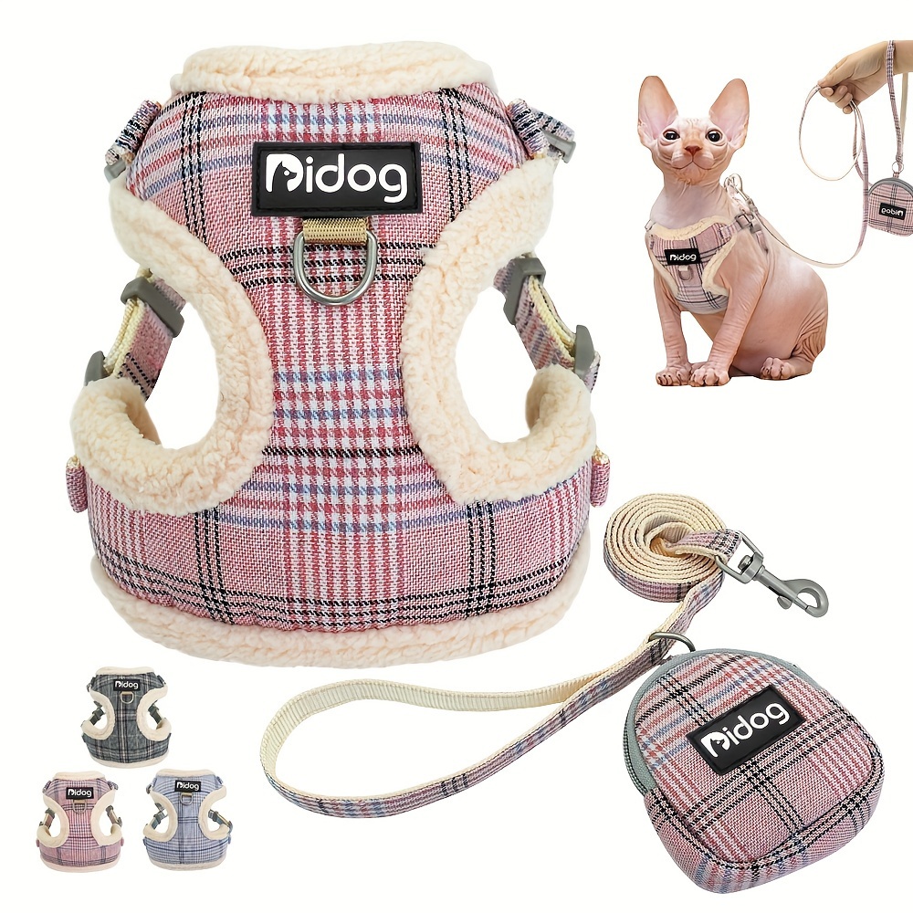 

Soft Cosy Dog Vest Harness And Leash Set With Cute Bags No Pull Escape Proof Breathable Mesh Dog Harness Classic Small Dogs Cats, Without Battery