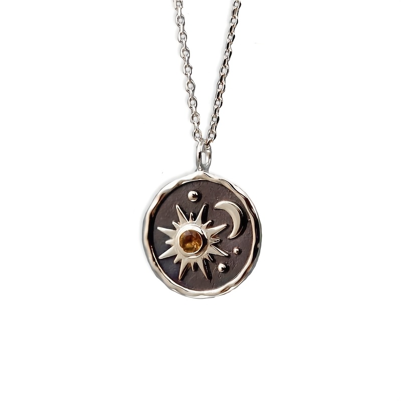 TEMU Collar de 1 pieza para mujer con colgante bohemio de estrella y luna - Joyería celestial y luna, bañado , adecuado para uso diario, fiestas,