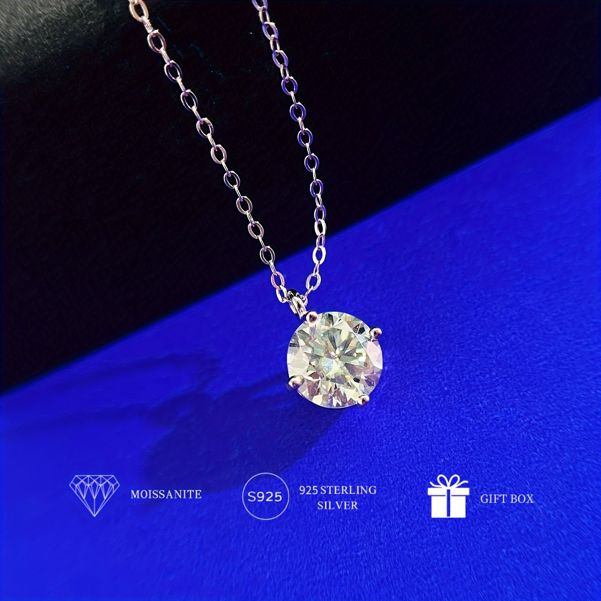 2 Carat Moissanite Teardrop Pendant 925 Sterling Silver Necklace