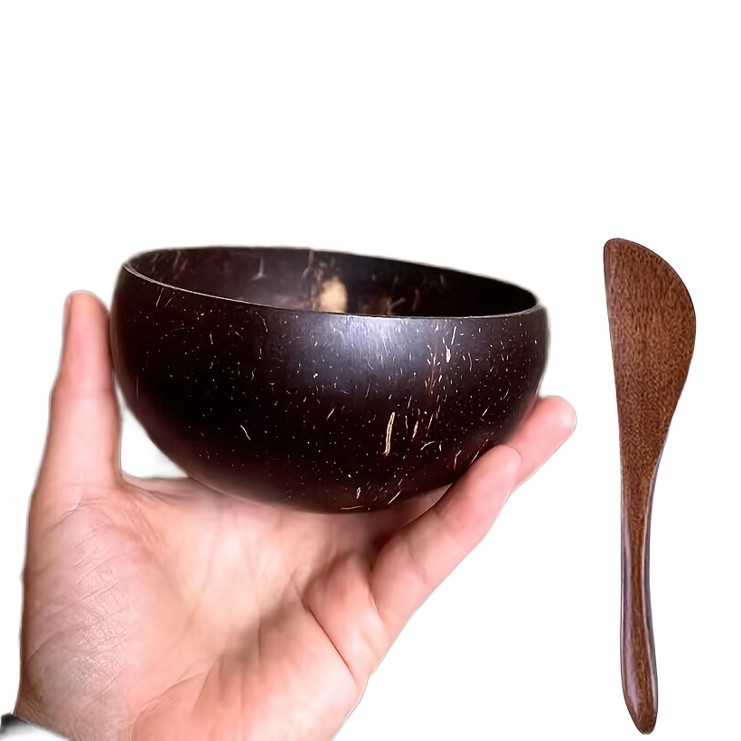 Image of 2pcs/set Of Facial , Coconut Facial Mask Bowl + Facial Mask Stirrer, Tools, Facial Mask Spoon, Stirrer
