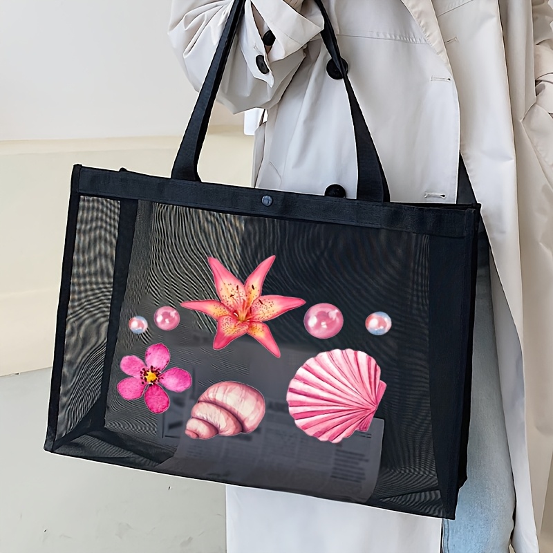 women's fashion mesh beach tote bag large capacity ocean Temu