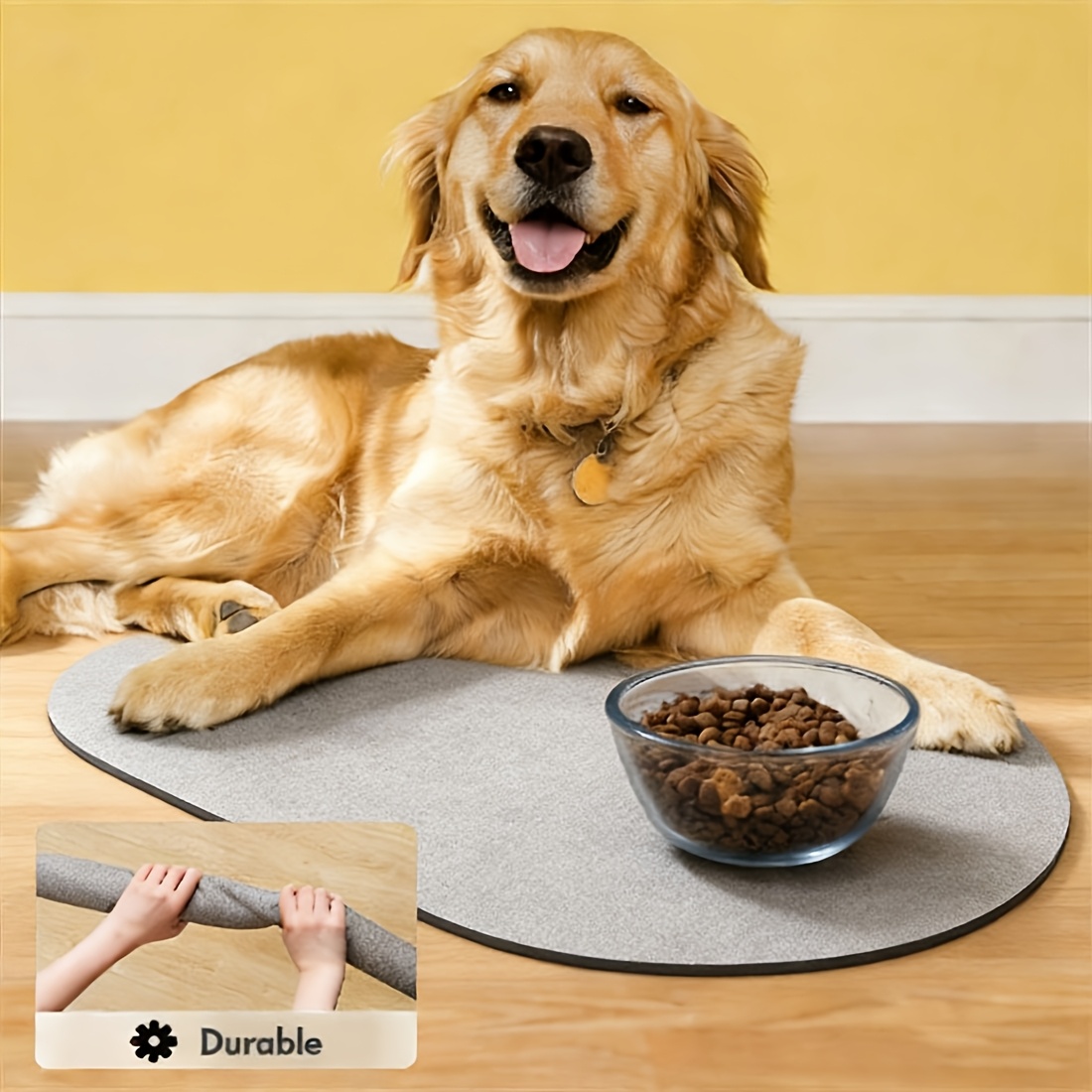 Customized Pet Feeding Mats with Paw Print Design