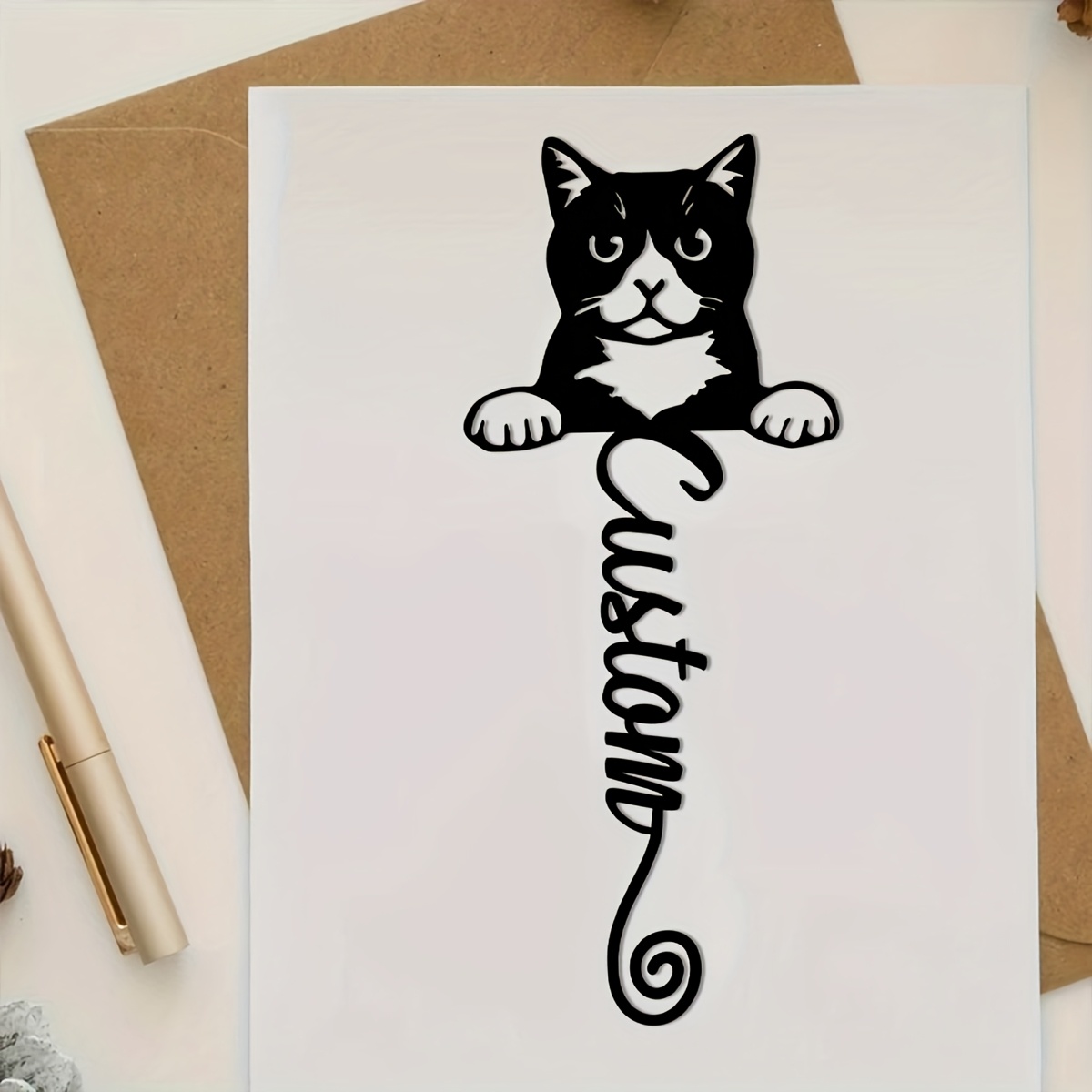 TEMU 1pc Special Personalized Metal Adorable Cat Bookmark With Custom Name - A Gift For Teacher Appreciation, Year And Book Enthusiasts