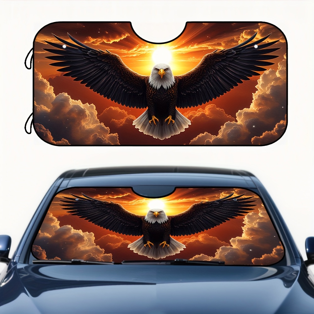 TEMU 1pc Eagle Sunset Fantasy Pattern Car Sunshade, Foldable Design, Easy And Efficient, Keep The Car Comfortable