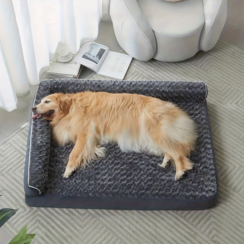 TEMU L Shaped Orthopedic Memory Foam Dog Bed, Breathable For Summer All Season Use, Removable Washable Pet Sofa For Small Medium Large Dogs, 3 Sizes