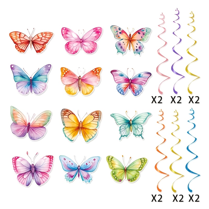 Image of 12pcs/set Spring Birthday Spiral Decorations Spring Decor Watercolor Hangings Spiral Ornaments Halloween Decorations & Christmas Decorations