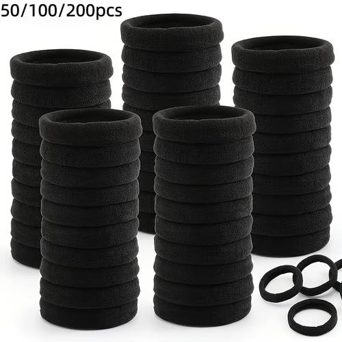 50 100 200pcs black high hair ties suitable for women girls durable polyester ponytail holders bun makers for long hair weddings parties 50 100 200pcs