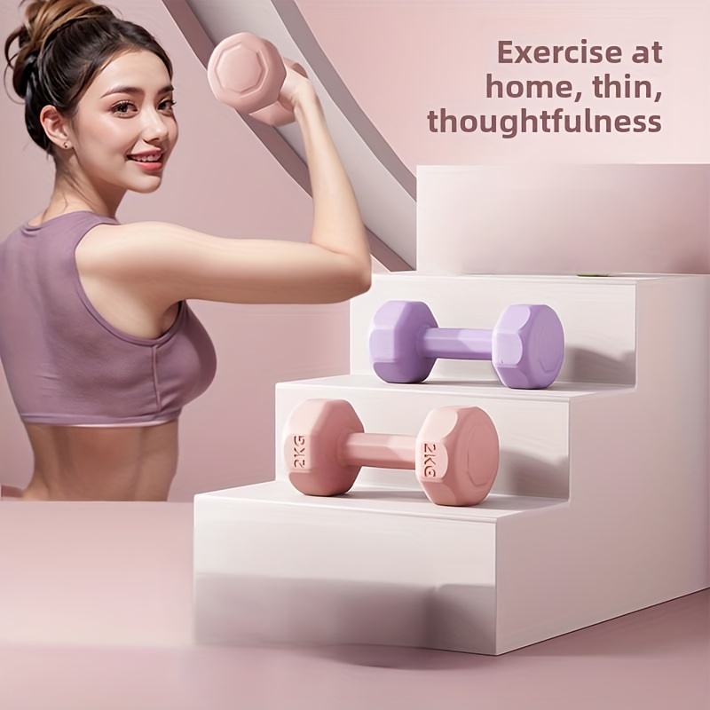 2kg dumbbell women pink purple rubber coated fitness Temu