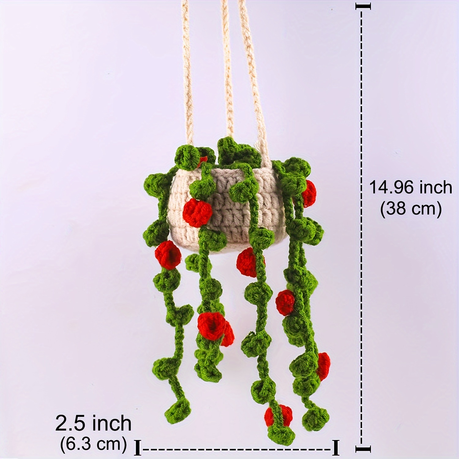Cute Plant Handmade Crochet Car Mirror Hanging Decoration - Temu